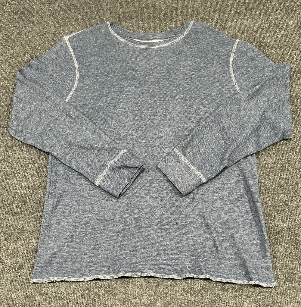 Buckle Reclaim Drop Needle Thermal Mens Large Long-Sleeve Blue Cotton Shirt